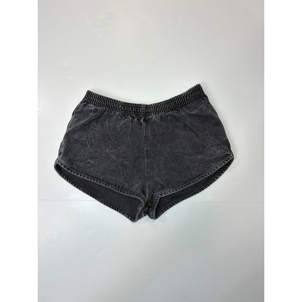 American Apparel Black Acid Wash Denim Gym Shorts XS High Waisted Retro Dolphin